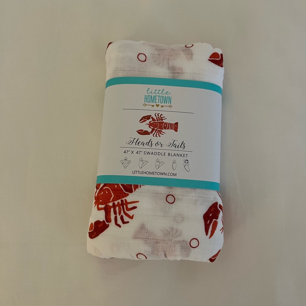 Little Hometown heads or tails crawfish swaddle blanket